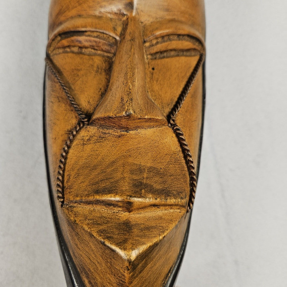 Vintage African Wooden Mask Handcrafted in Ghana 14" Wall Hanging Tribal Painted - Picture 10 of 12